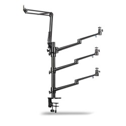 Walimex pro Multi Streaming Arm pöytäteline kameralle, LED-valolle ja mikrofonille, musta