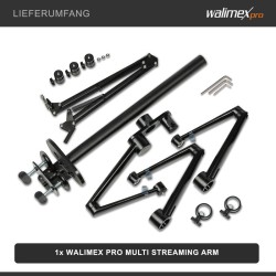Walimex pro Multi Streaming Arm pöytäteline kameralle, LED-valolle ja mikrofonille, musta