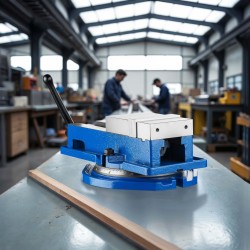 Tarkkuusruuvipenkki 100 mm, 360° kääntyvä alusta, valurauta, sininen