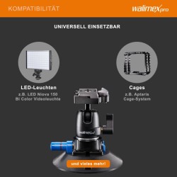 Walimex pro Imukuppijalka kuvapäällä ja pikalukituslevyllä DSLR ja action kameroille musta