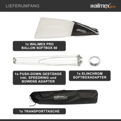 Walimex pro Essential Ballon Softbox 80 cm, 360° valonhajotin, Bowens- ja Elinchrom-adapterit
