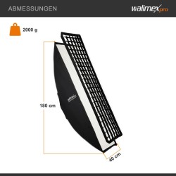 Walimex pro Essential Striplight-softbox 40 x 180 cm, kenno, Bowens- ja Profoto-adapterit, kuljetuslaukku