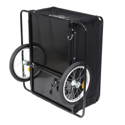 Polkupyörän tavaraperävaunu 139x88x60 cm, 65 kg, musta, taitettava vetopuomi ja pyörien suojakehykset