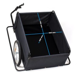 Polkupyörän tavaraperävaunu 139x88x60 cm, 65 kg, musta, taitettava vetopuomi ja pyörien suojakehykset