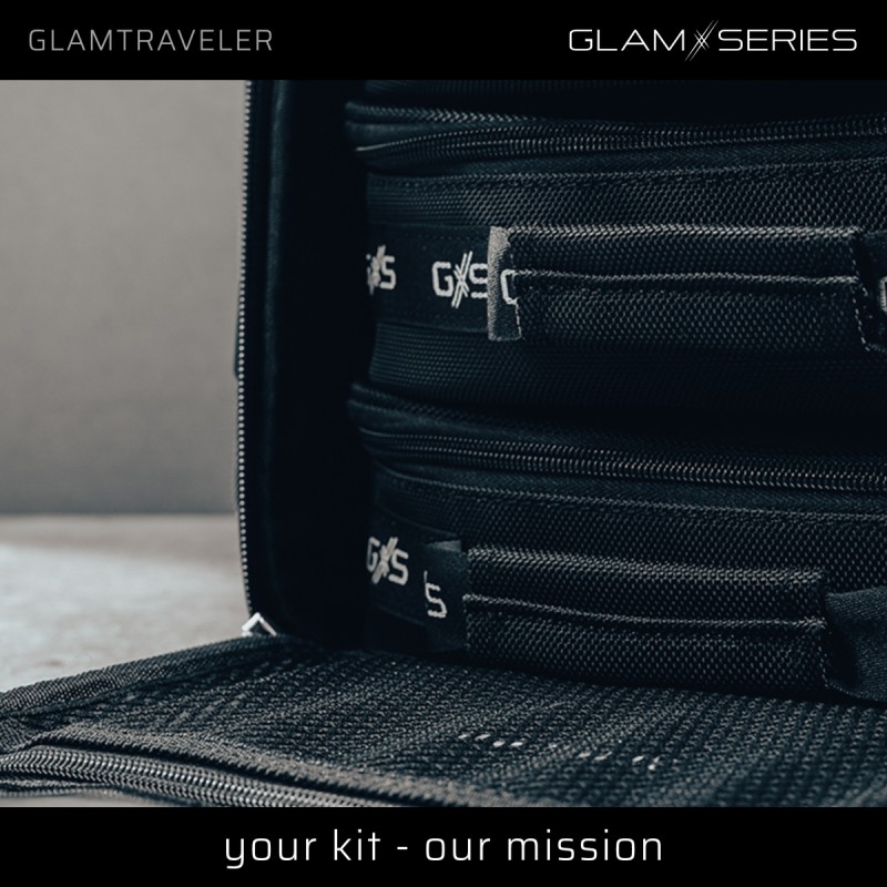 GlamSeries GlamTraveler meikkilaukku, 3 pussukkaa, musta, 340 x 190 x 280 mm
