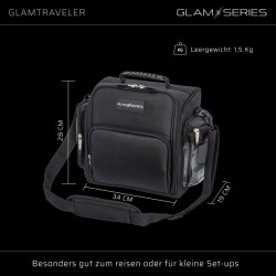 GlamSeries GlamTraveler meikkilaukku, 3 pussukkaa, musta, 340 x 190 x 280 mm