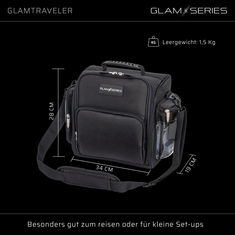 GlamSeries GlamTraveler meikkilaukku, 3 pussukkaa, musta, 340 x 190 x 280 mm