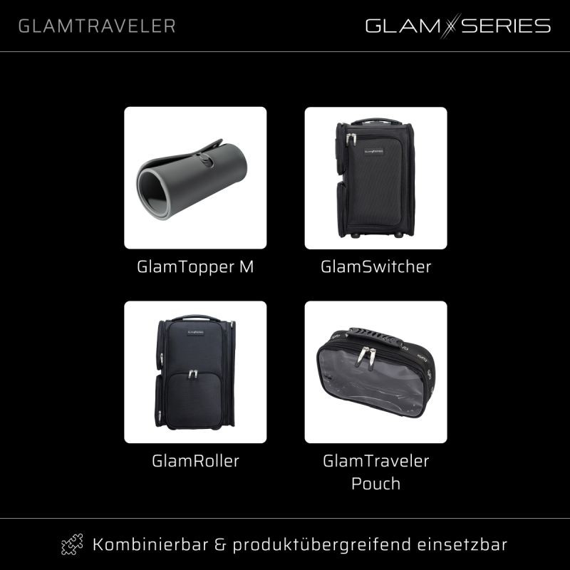 GlamSeries GlamTraveler meikkilaukku, 3 pussukkaa, musta, 340 x 190 x 280 mm