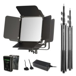 Walimex pro 2x LED Niova 100 F Pro 100 W Bi Color LED paneelivalosetti 2x jalustaa ja 2x V Mount akkua
