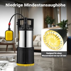 Puhtaan veden uppopumppu 850 W, kellukskytkin, 5000 l/h, pumppauskorkeus 20 m, sukellussyvyys 7 m