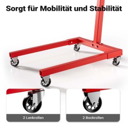 Moottori- ja vaihteistoteline 570 kg, maalattu teräs, pyörillä