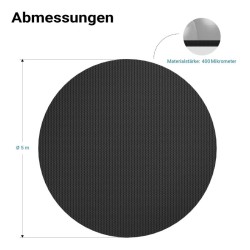 Aurinkopeite uima-altaaseen, Ø 5 m, musta, 400 µm PE, pyöreä