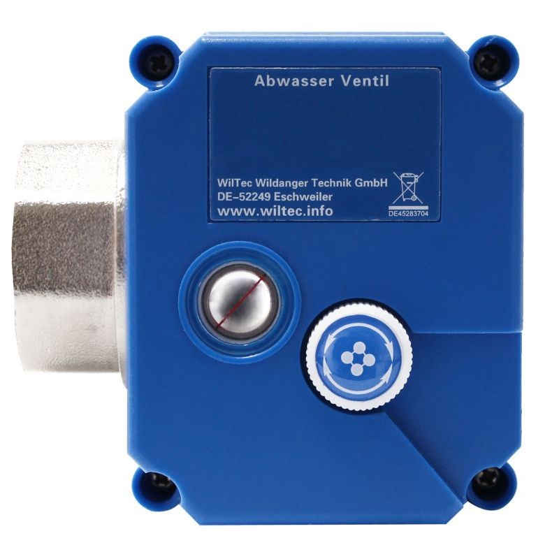 Jätevesiventtiili matkailuautoihin ja -vaunuihin, 25 mm, 12 V, hätävapautuksella