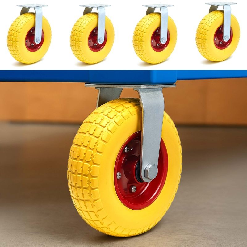 Kiinteät kuljetuspyörät 4 kpl, Ø258 x 78 mm, keltainen, max 150 kg, punktioitumattomat