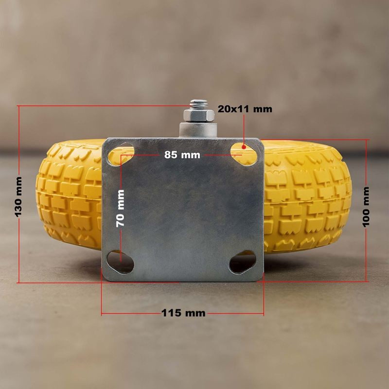Kiinteät kuljetuspyörät 4 kpl, Ø258 x 78 mm, keltainen, max 150 kg, punktioitumattomat