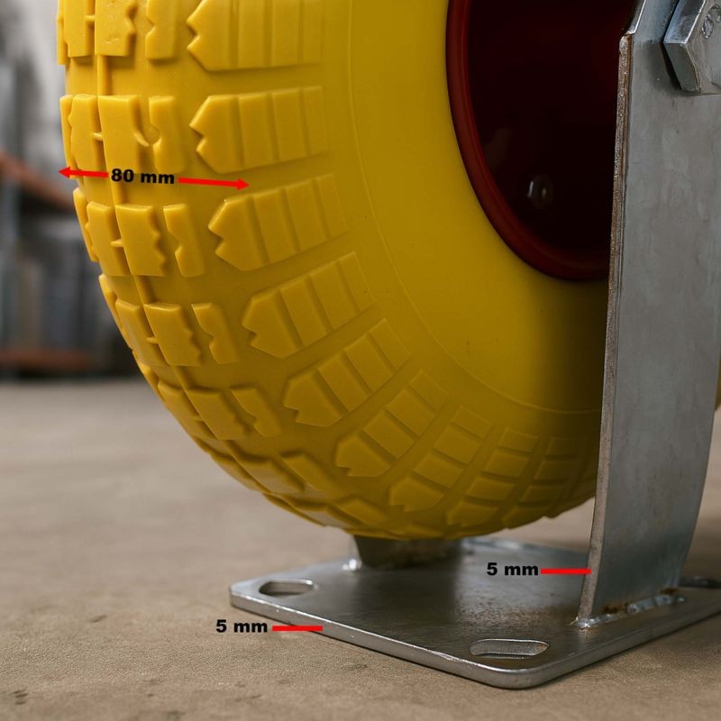 Kiinteät kuljetuspyörät 4 kpl, Ø258 x 78 mm, keltainen, max 150 kg, punktioitumattomat