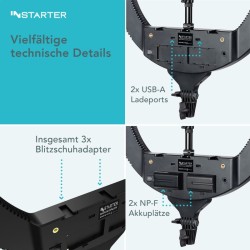 Instarter Spectar RGB-rengasvalo 60 W, 48 cm, jalustalla