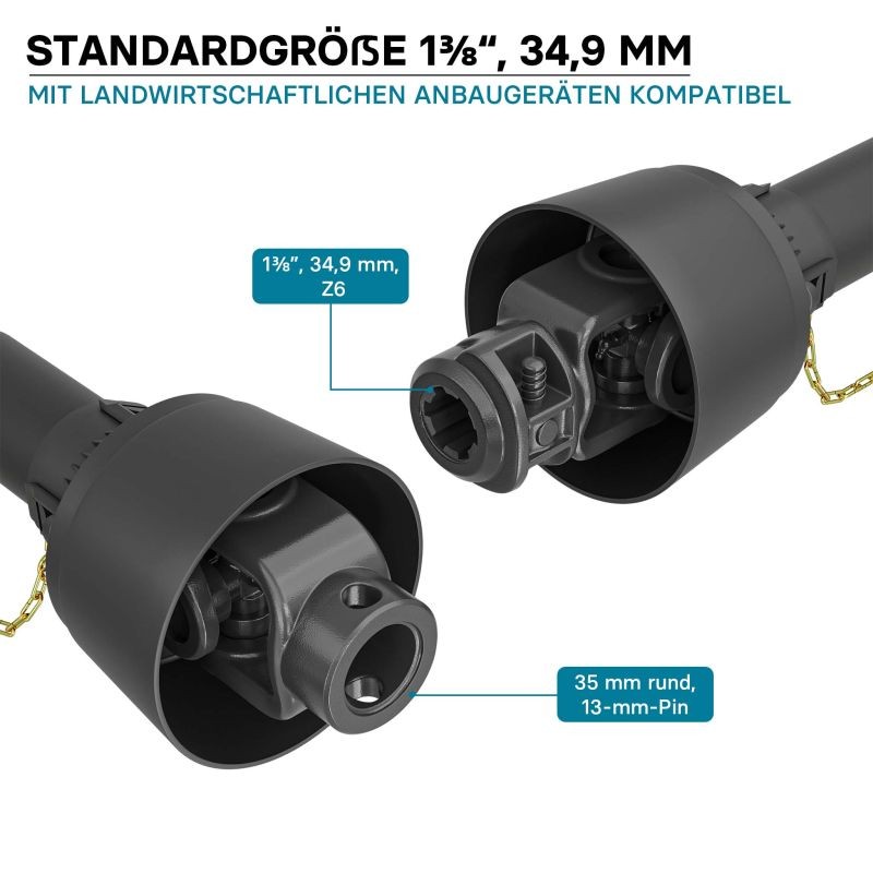 Voimansiirtokardaani T4 1300-1430 mm 460 Nm 540 U/min 40 kW 6 hammasta 35 mm pyöreä