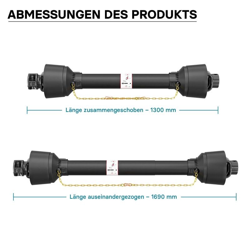 Voimansiirtokardaani T4 1300-1430 mm 460 Nm 540 U/min 40 kW 6 hammasta 35 mm pyöreä