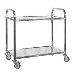Tarjoiluvaunu 2 hyllytasoa ruostumaton teräs 304 150 kg 940 x 560 x 940 mm jarrulliset pyörät