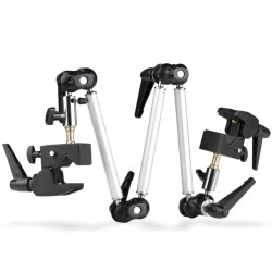 Walimex Monikäyttöinen nivelvarsi superkiinnikkeillä 3 segmenttiä pituus 1100 mm kantavuus 2 kg musta