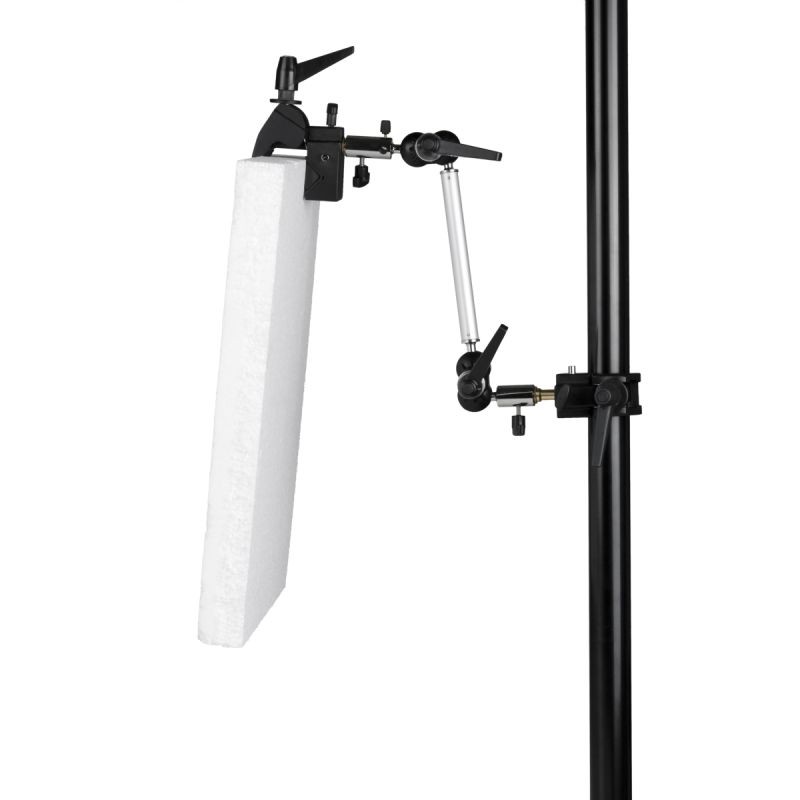 Walimex Monikäyttöinen nivelvarsi superkiinnikkeillä, 3 segmenttiä, pituus 1100 mm, kantavuus 2 kg, musta