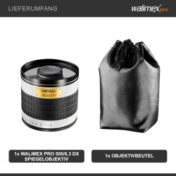 Walimex pro 500 mm 1 6 3 peiliobjektiivi T2 liitäntä täysikenno ja APS C