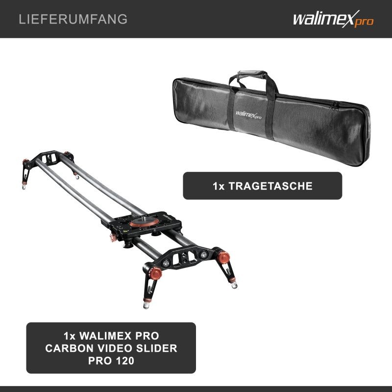 Walimex pro Carbon Video Slider Pro 120 cm videoslideri hiilikuitua