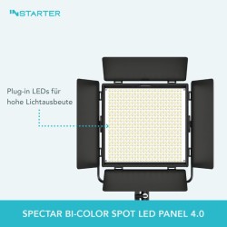Instarter Spectar Bi-Color Spot LED Panel 4.0 LED-videovalo 50 W, app-ohjaus, 3200-7500 K