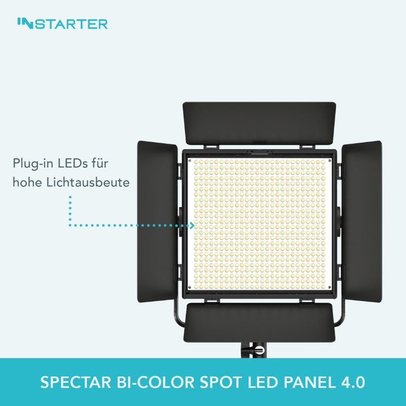 Instarter Spectar Bi-Color Spot LED Panel 4.0 LED-videovalo 50 W, app-ohjaus, 3200-7500 K