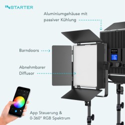 Instarter Spectar RGB LED-paneeli 5.0 60 W, videovalo RGB, 3200-7500 K, sovellusohjaus