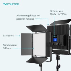 Instarter Spectar Bi Color LED-paneeli 5.2, 60 W, videovalo, App-ohjaus, 360° kääntyvä