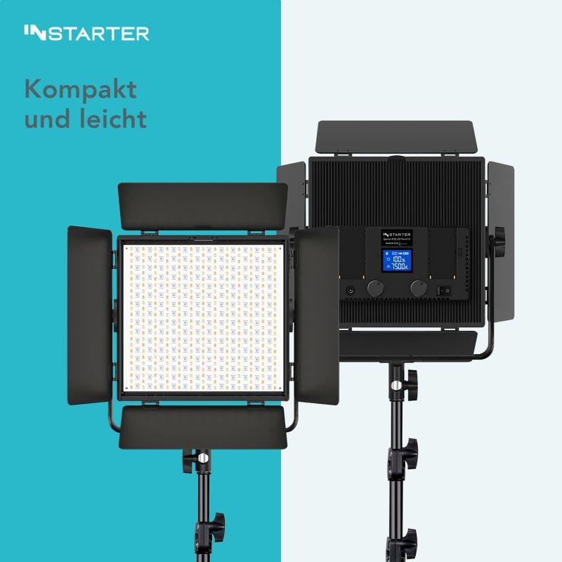 Instarter Spectar Bi Color LED-paneeli 5.2, 60 W, videovalo, App-ohjaus, 360° kääntyvä