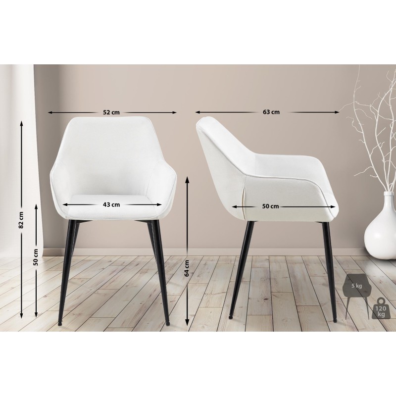 Tyylikäs ruokailutuoli pehmustetulla istuimella ja metallirungolla