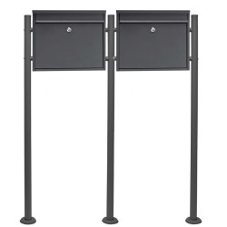 Postilaatikkosarja V13, 2 kpl, lukittava, jalustalla, antrasiitti, jauhemaalattu teräs, 1000 x 150 x 1200 mm