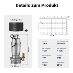 Likavesipumppu 370 W, 1500 l/h, 20 m letku
