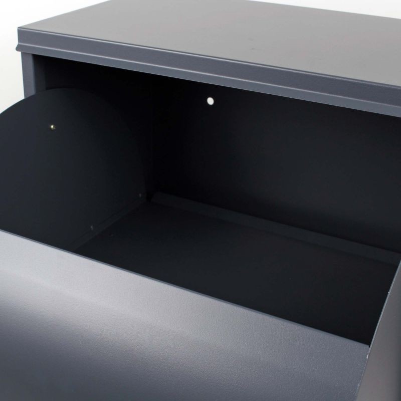 Paketilaatikko harmaa 410 x 220 x 750 mm, lukittava, jauhemaalattu teräs
