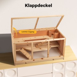3-kerroksinen pieneläinhäkki, luonnonpuu, 1150 x 600 x 580 mm
