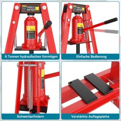 Hydraulinen A-kehyksen prässi 6 t, 260 mm, teräs, punainen