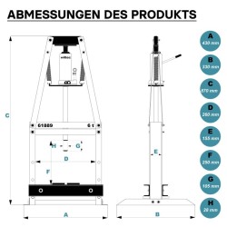 Hydraulinen A-kehyksen prässi 6 t, 260 mm, teräs, punainen