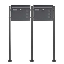 Postilaatikko setti V12 2 kpl antrasiitti 1000 x 150 x 1200 mm sinkitty teräs jalustalla