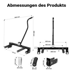 XPOtool Renkaiden vaihtovaunu 250 kg, teräs, 17–56,5 cm
