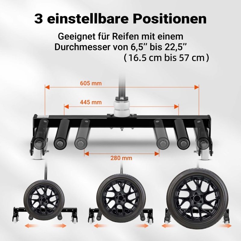 XPOtool Renkaiden vaihtovaunu 250 kg, teräs, 17–56,5 cm