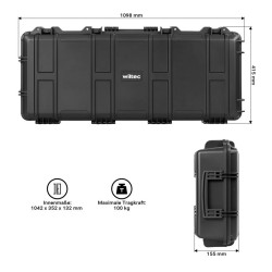 Pitkän aseen salkku 109,8 x 41,5 x 15,5 cm, IP67, TSA-lukko, musta