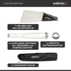 Walimex pro Essential Ballon Softbox 80 cm, Profoto- ja Bowens-adapterit