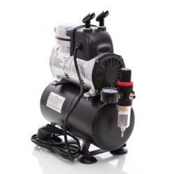 AF189 Airbrush-kompressori, yksisylinterinen, 3 l säiliö, max 6 bar, painensäätin, vesierotin, painemittari