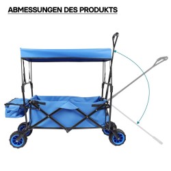 Taitettava vetokärry aurinkokatteella sininen max 70 kg