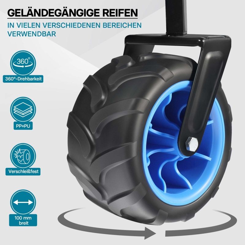 Taitettava vetokärry aurinkokatteella, sininen, max. 70 kg