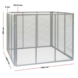 Metalliverkkokomposti 100 x 100 x 80 cm, 800 l, hopea, jauhemaalattu teräs