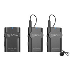 Walimex pro Boya WM4 Pro K-2 langaton lavalier-mikrofonisetti, 60 m, 2 lähetintä, 1 vastaanotin, 3,5 mm liitin